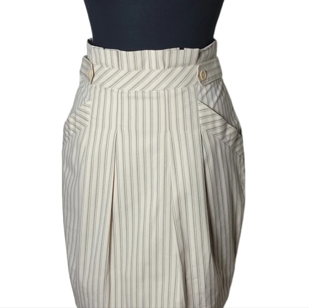 BCBGMAXAZRIA paperbag waist pinstripe pencil skirt high rise women's size 4